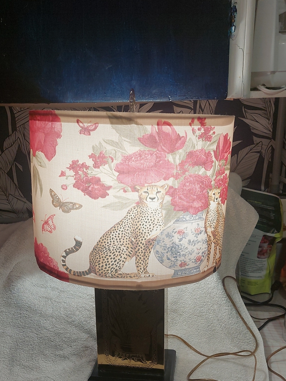 Pink Floral & Cheetah Drum Lampshade - Decorative Accent